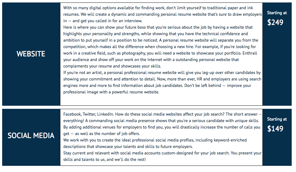 A flyer for a website and social media for $ 149